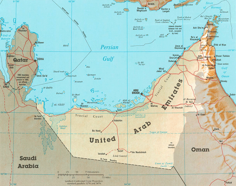 Image of a map of the United Arab Emirates